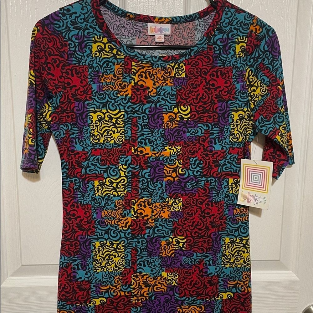 LuLaRoe Julia Form Fitting Abstract Design Midi Dress Size XS