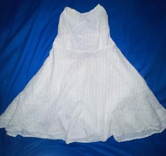 SHEIN Vcay White Eyelet Lace Halter Backless Mini Dress
