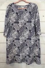 Tyler Boe Dress Size XL Navy White Print Stretchy Classic Preppy