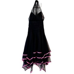 Vintage 90s Blondie Nights Chiffon Halter Dress Size 3 Ruffle Dark Romance