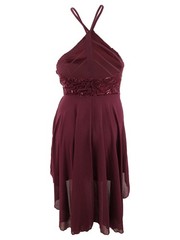 Speechless Juniors&rsquo; Strappy Sequin High-Low Dress (13, Wine)