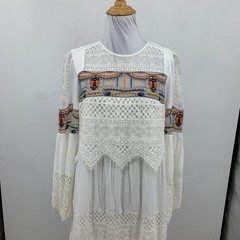 BCBGMaxazria Dress Womens XS Extra Small Runway Boho Embroidery Lace Lined Maxi