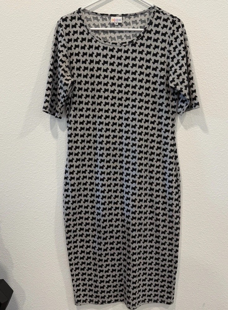 Lularoe Scottie Dog Julia Dress Size Medium All Over Print