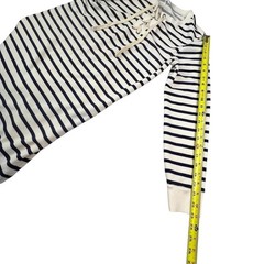 Sailor Lace-Up Dress M Navy Cream Striped Fisherman Nautical Casual Old Navy