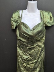 Lavetir Off The Shoulder Side Split Ruched Sheath Long Dress Size 6 Olive Green