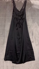 Show Me Your Mumu Mina Midi Dress Womens Small Black Luxe Satin Lined Side Slit