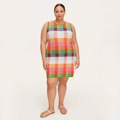Kate Spade x Target Plaid Mini Sweater Dress Red Pink Green Blue Plaid Plus 3X
