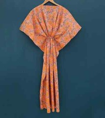 Indian Vintage 100% Cotton Long Beach Maxi Kaftan Dress One Size Caftan Kimono