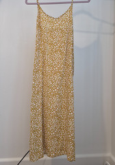 Roxy Midi Dress Womens XL Mustard Pink Strappy Tie Back Viscose Boho