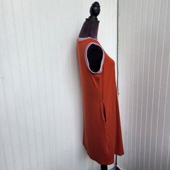MEROKEETY Women&rsquo;s Stretch Sleeveless Pocketed Dress Shift Rusty Orange Rayon M