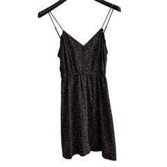 Babydoll Silk Mini Dress Black Abstract Print Button Down 90s Y2K Whimsigoth