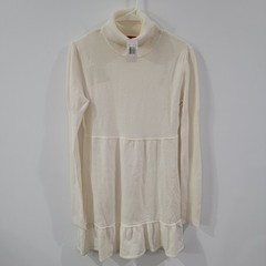 Liv Womens Sweater Dress Turtleneck Size Large Off White Knee Length Ruffle