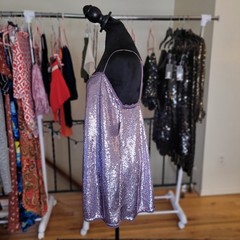 Free People Intimately Time To Shine Sequin Purple Mini Slip Dress Size Medium