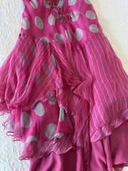 Rene Derhy Pink Grey Polka Floral Sequinned Dress L