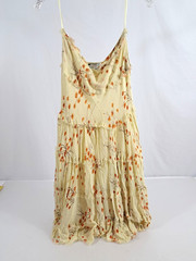 Vintage Papillon Dress Womens M Yellow Floral Dress Made in India