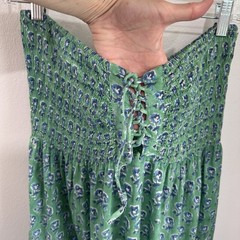 Jaipur India Hand Block Print Cotton Boho Maxi Dress Smocked Strapless S/M