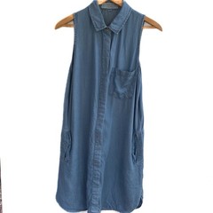 Thread & Supply Lyocell Chambray Sleeveless Button Front Summer Life Dress Sz M