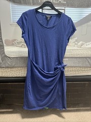 Polo Ralph Lauren Womens Blue White Striped Tie Waist Cotton Knit Dress NWT M