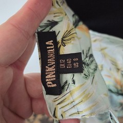 Pink Vanilla Satin Floral Maxi Dress Tropical Beach Vacation Resortwear Size 8