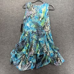Tango Mango Dress Womens S Blue Abstract A-Line Sleeveless 90s Festival Dance
