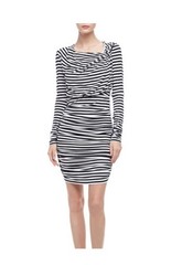 Rebecca Minkoff Lori Ruched Striped Jersey Dress L