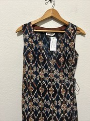 Fabindia Navy Blue & Beige Printed Wrap Tunic Size XS New Blue Orange