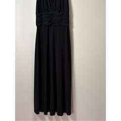 Evan Picone Black Halter Ruched Waist Midi Dress 4 Cocktail Marilyn Monroe Style