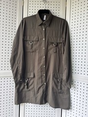 Live 4 Truth Button Down Tunic Dress Buckle Pockets Long SLV Green Women&rsquo;s S