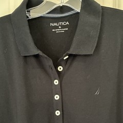 Nautica Black Polo Shirt Dress Collared Short Sleeve Knee XL Cotton Stretch