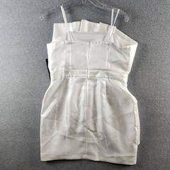 Ivy + Blu Pleated Bustier Peplum Mini Dress Women&rsquo;s 12 Ivory Back Zip Closure