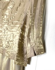 ALEX EVENINGS 2pc Gold Shimmer Metallic Dress + Jacket SET Diamond Brooch 12 = L