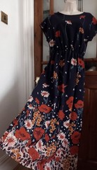 Vtg Look Floral Long Midi Dress Size S Bust 36 Inches Pockets Boho Granny Chic