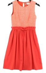 Jaeger Boutique Textured Dress bright orange / check cotton blend Size 10 vgc