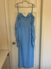 PrettyLittleThing Dusty Blue Ruffle Sleeve Midi Dress – Size US 12 / UK 16