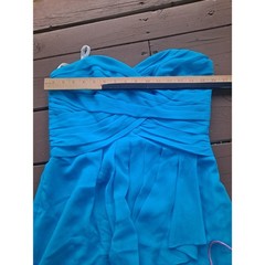 David&rsquo;s Bridal Teal Draped Solid Polyester Off The Shoulder Knee Length Dress 10