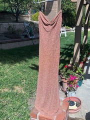 RNWY copper color metallic spaghetti strap dress