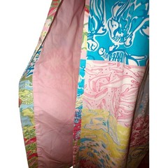 Lilly Pulitzer Patchwork Halter Maxi Dress Pink Blue Yellow Floral Cotton Size 6