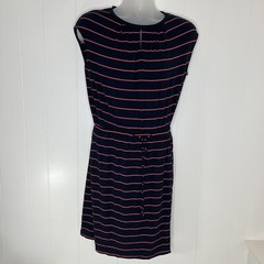 Banana Republic Stripe Navy Pink Dress Drawstring Side Pockets Size Small