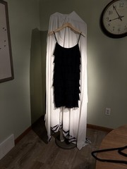Black Ruffle Beaded Strap Chiffon Short Sleeveless Scoop Neck Sheath Dress Women
