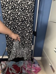 No Boundaries Black/White Floral Maxi Dress L 11-13 Puff Sleeve Side Slit