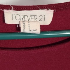 FOREVER 21 Women’s Red Solid Round Neck 3/4 Sleeve Sheath Mini Dress S