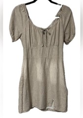Abercrombie & Fitch Women’s S Beige White Striped Viscose Square Neck Puff Mini