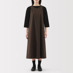 MUJI Womens Quick Dry Broadcloth Sleeveless Dress Dark Navy Check FedEx