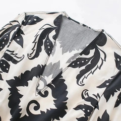 ZARA Black Ivory White Floral Maxi Ruffle Dress Puffy Sleeve Boho Art To Wear M