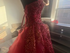 Morilee Red Sequin Beaded Sweetheart Tulle Lace-Up Ballgown Dress 5/6