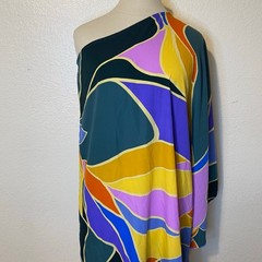 Tyche One Shoulder Abstract Geometric Printed Maxi Dress Multicolor Size S USA