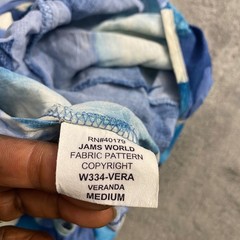 Jams World Dress Womens Medium Blue Veranda Tropical Floral Rayon Maxi Hawaii