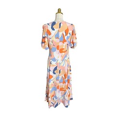 White Closet Elements Abstract Floral Twist Front Resortwear MIDI Dress Large