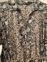 Jigsaw Multicoloured Floral Contrast Cotton Midi Shirt Dress, UK 12