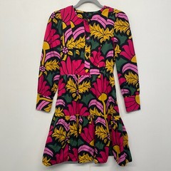 J. CREW- SIZE 00 MULTICOLOR RATTI GRANDI FIORI TIERED POPOVER DRESS